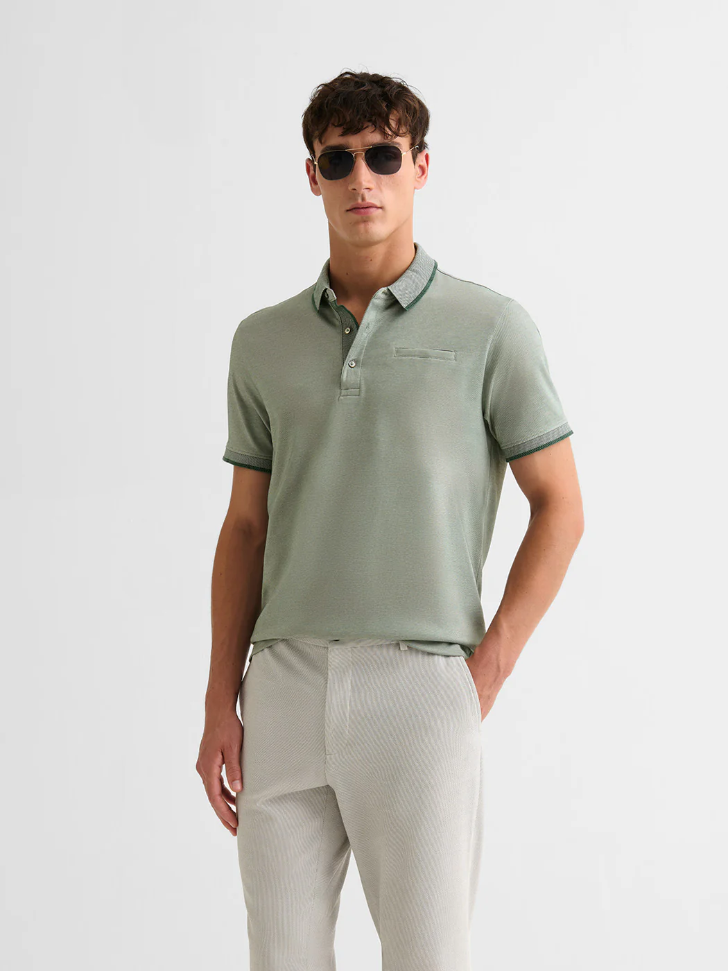 Polo boutonné chiné