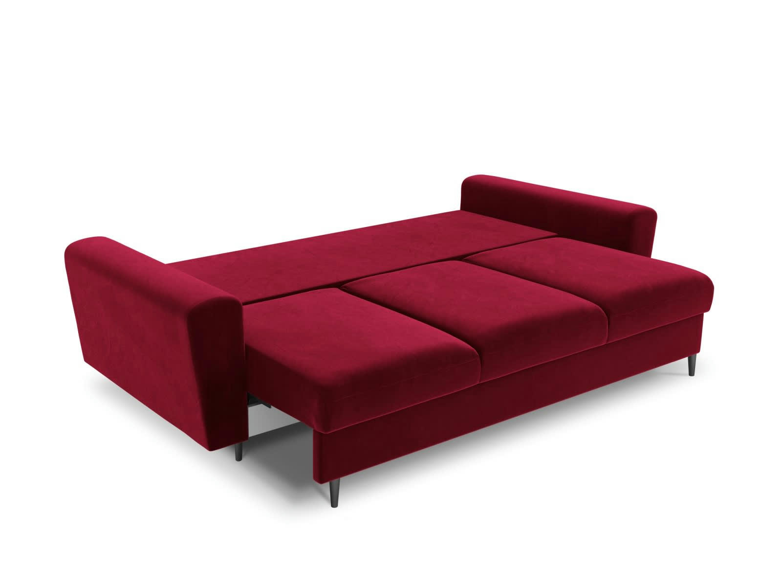 MOGHAN - Canapé convertible 3 places en tissu velours rouge