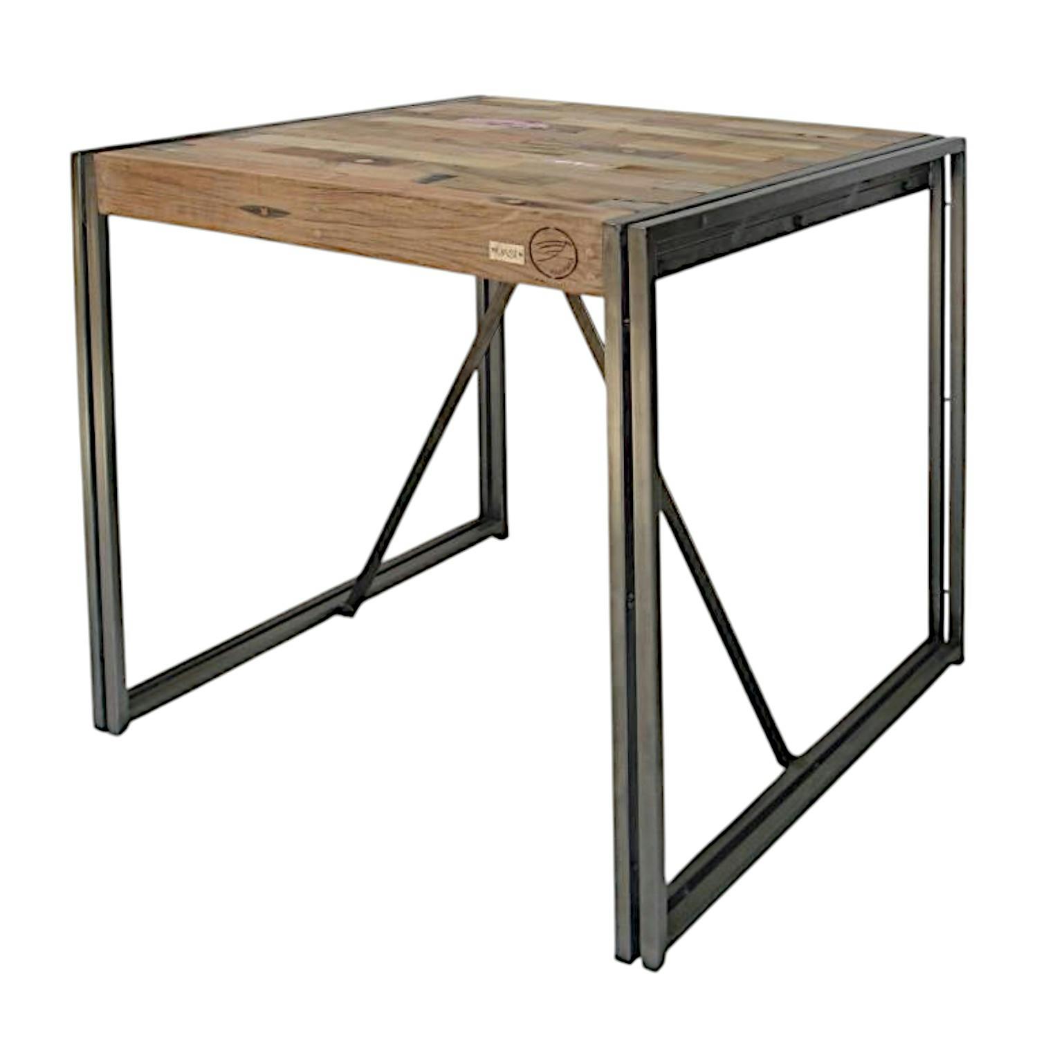 Table mange debout carrée bois recyclé 100x100 CARAVELLE