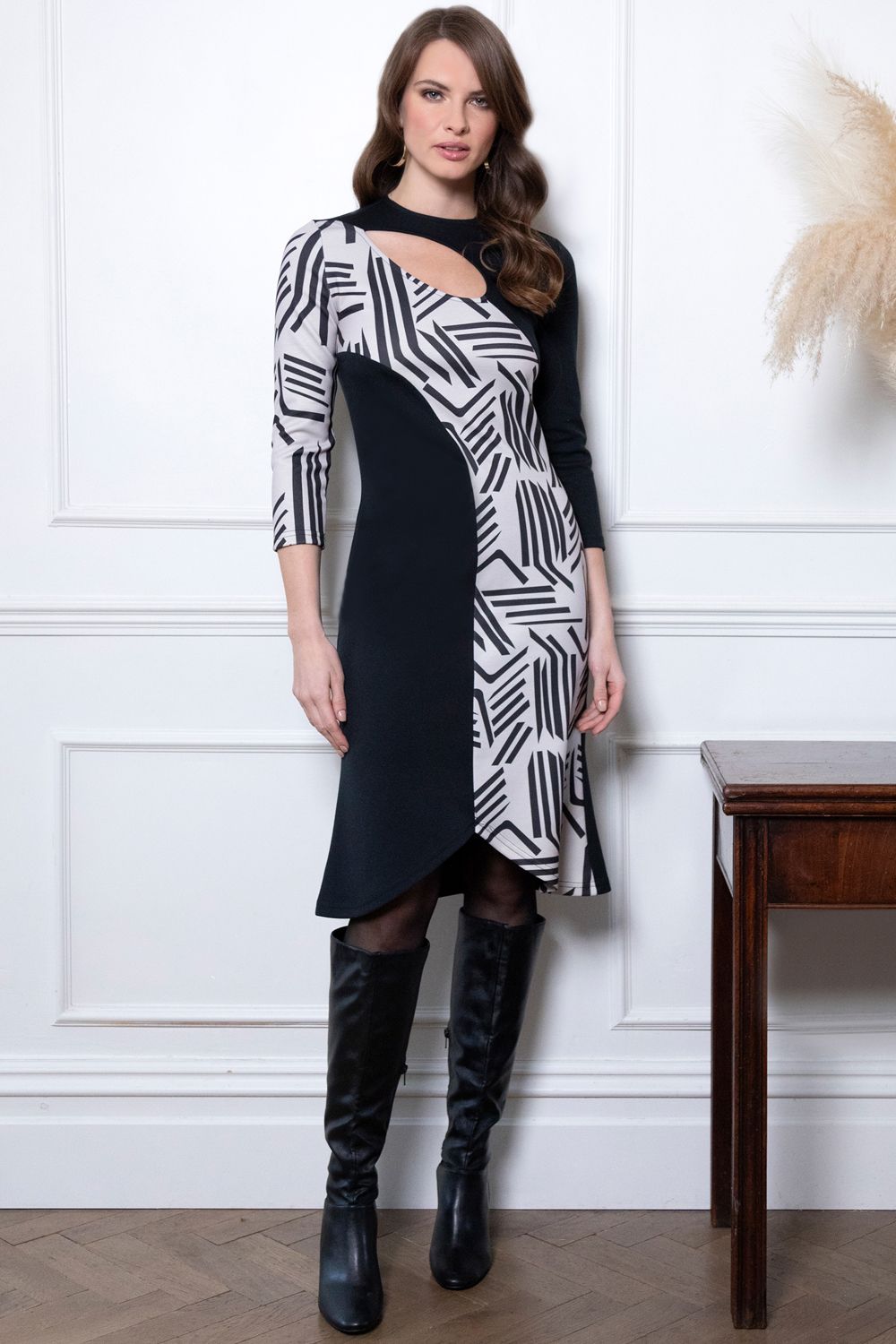 Hot Squash Asymmetric Keyhole Dress