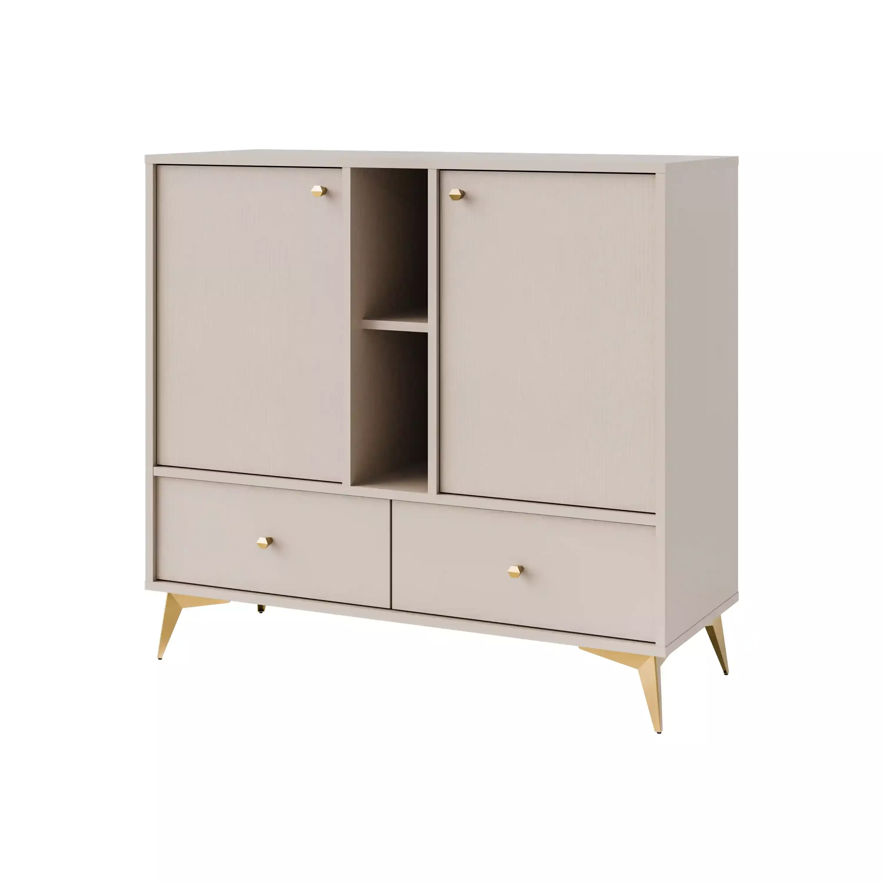 Komoda z szufladami do salonu Sakai 1 2F 2S T825 Beżowy