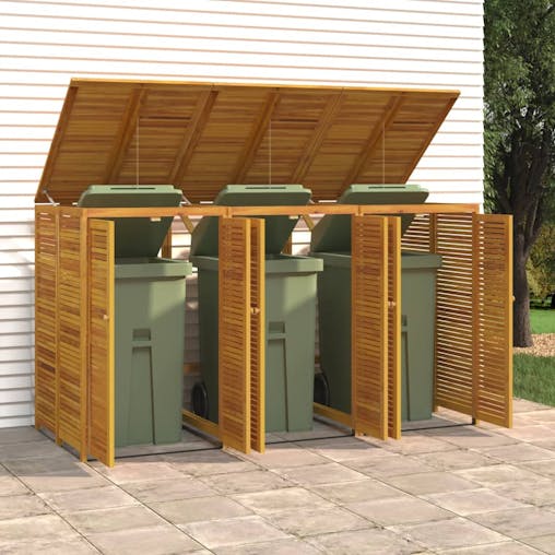NNEVL Triple Garbage Bin Shed 210x89x117 cm Solid Wood Acacia
