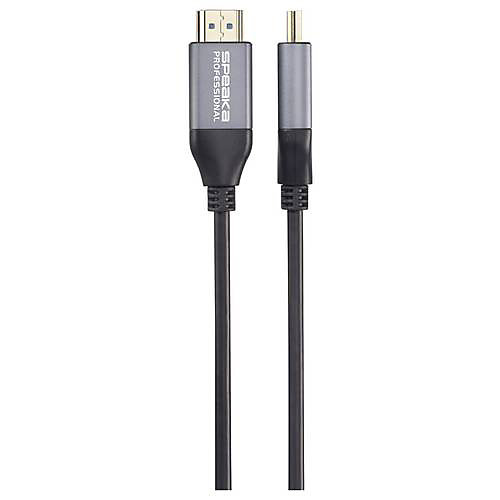 Câble de raccordement SpeaKa Professional HDMI à fibre optique, fiche, noir - blindé, contacts dorés, pour TV et écran.