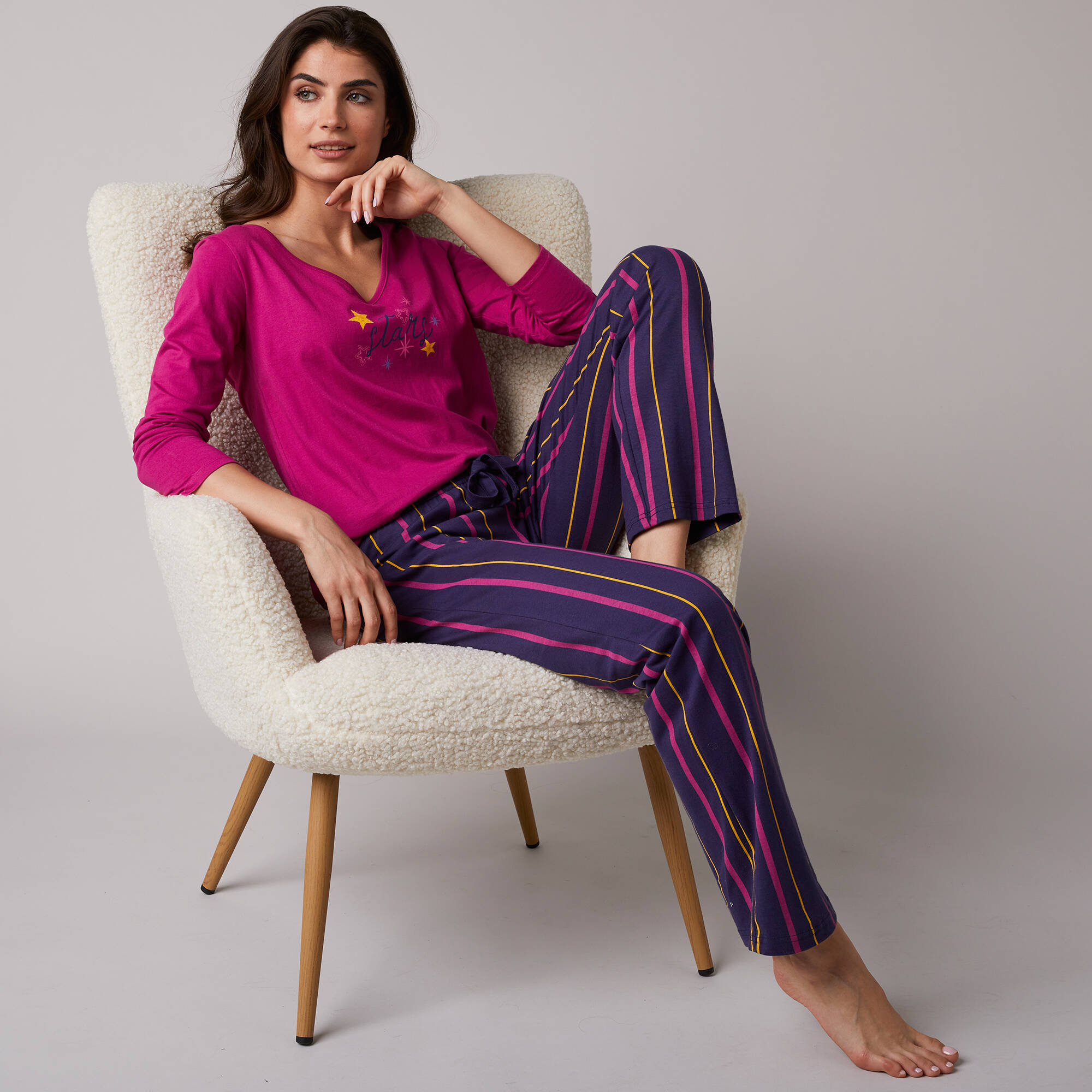 Pantalon de pyjama imprimé rayé Estrella - coton