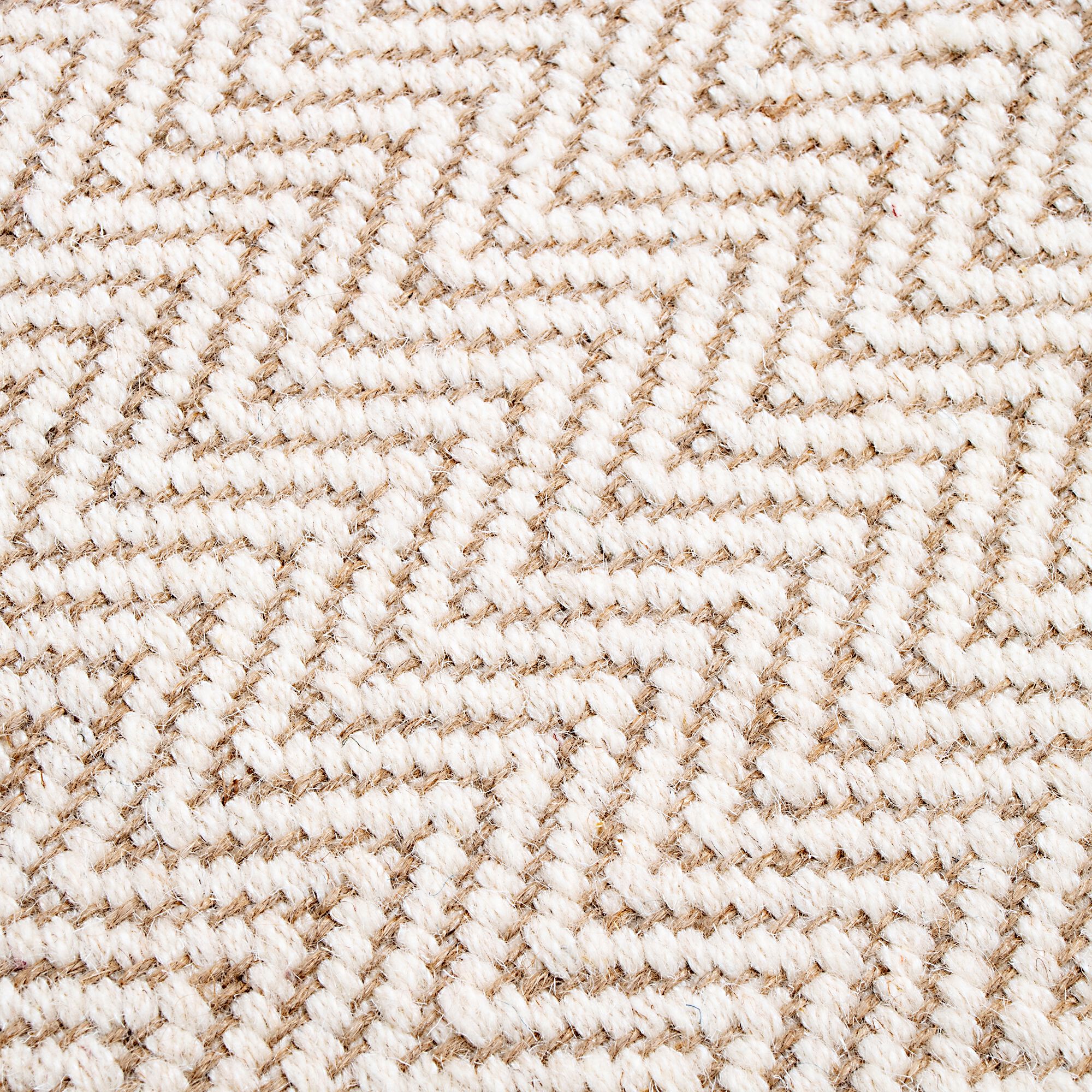 TURAU - Tapis de couloir et laine et jute - blanc 60x200cm