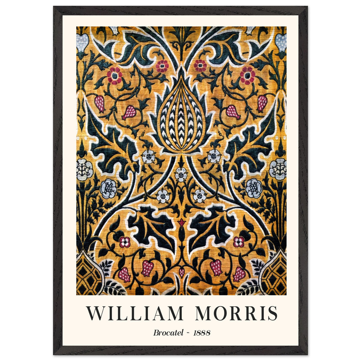 Artfulprints Poster met Lijst William Morris - Brocatel 1888  - 50x70 cm - Goud