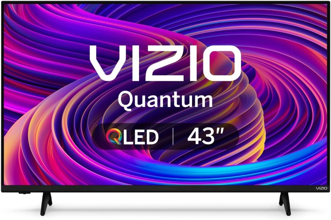 VIZIO 43-inch Quantum 4K QLED HDR Smart TV w/Dolby Vision HDR  120fps @1080p PC Gaming  WiFi 6  Bluetooth Headphone Capable  Apple AirPlay  Google Cast Built-in (VQD43M-0801  New)