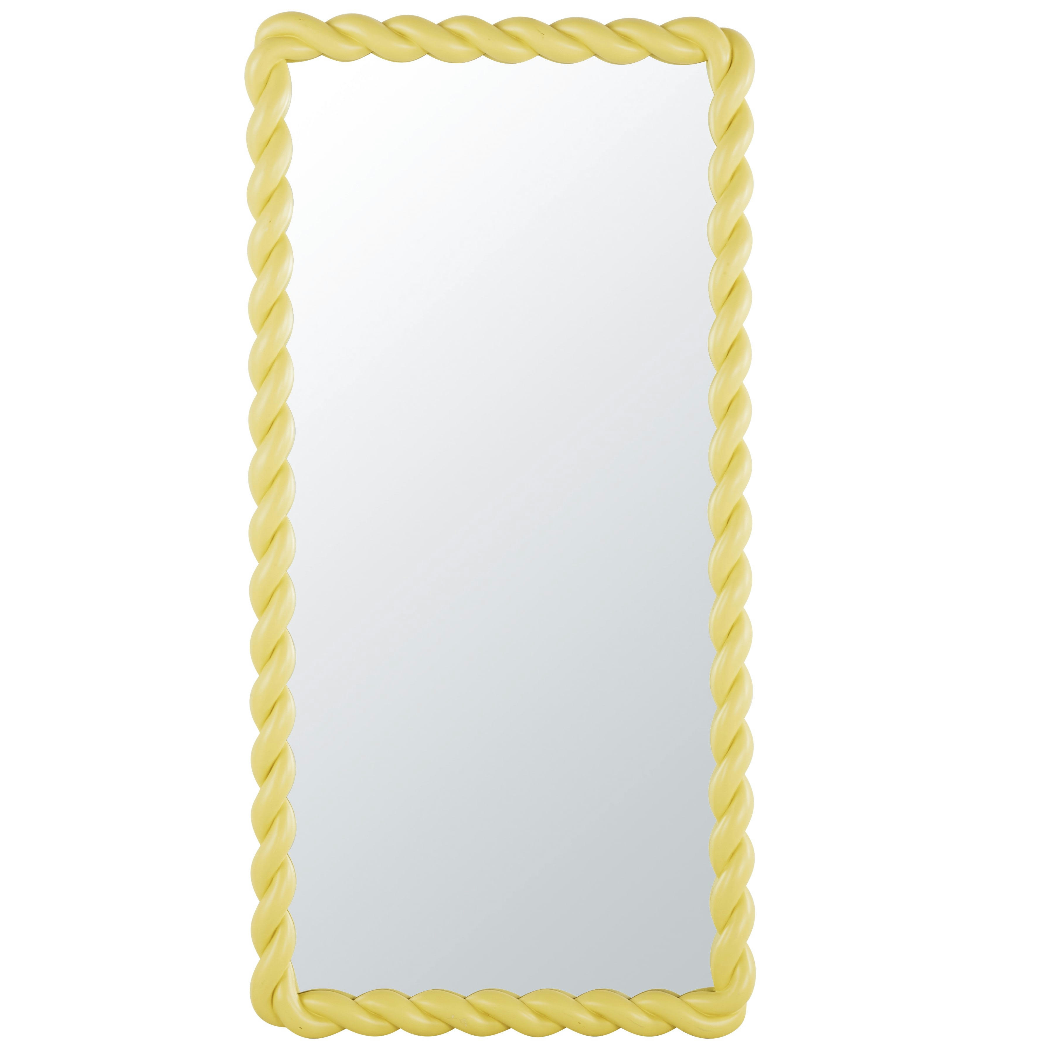 LOUMA - Grand miroir rectangulaire torsadé jaune 80x160
