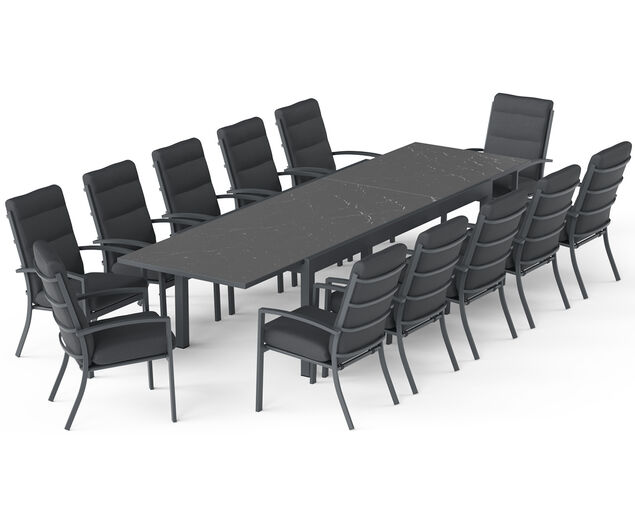 Jette-Sinta 13-Piece Extension Dining Setting - Gunmetal Grey