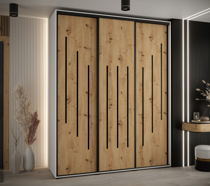 Szafa przesuwna 45 wysoka Davos 8 200 biały artisan czarny