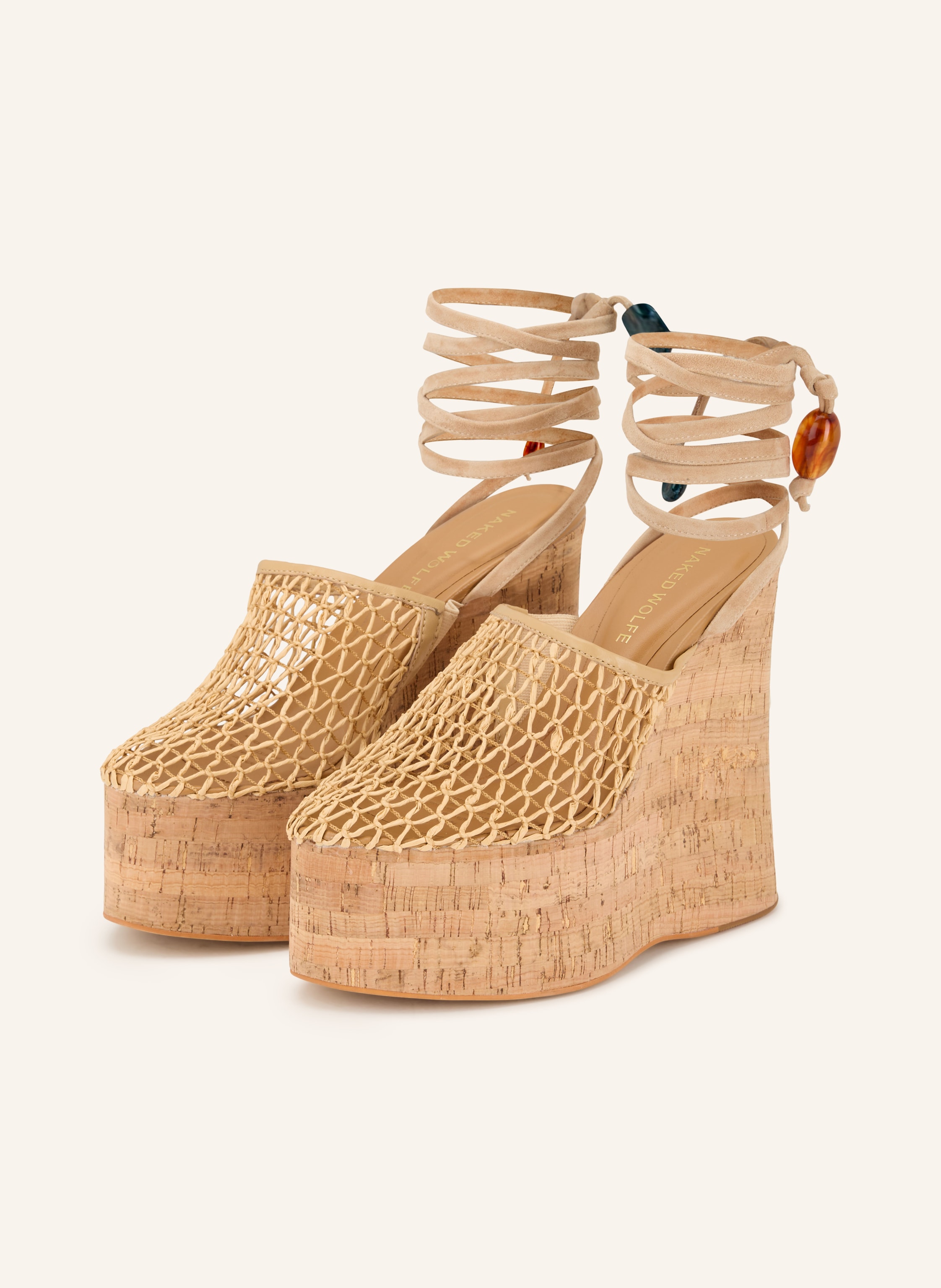 NAKED WOLFE Plateau-Wedges mit Schmuckperlen