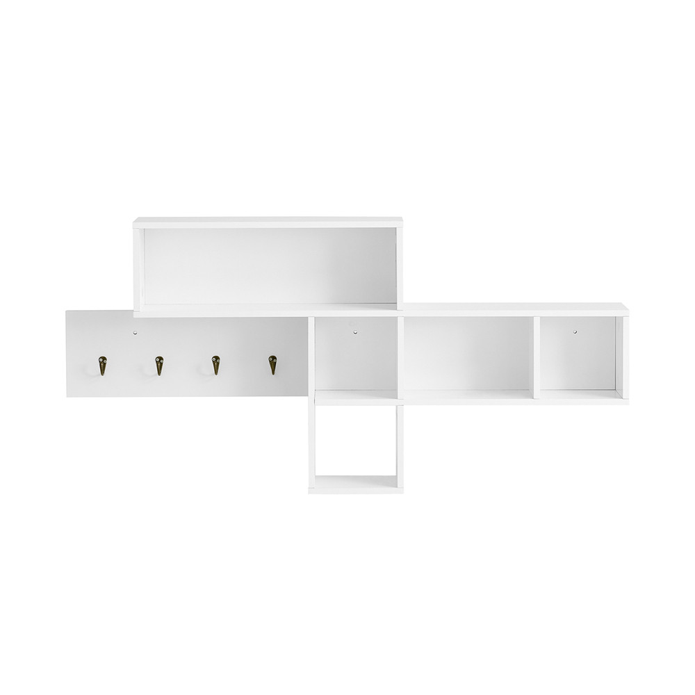 SoBuy Wieszak ścienny z 4 półkami Biały 110x15x53cm FHK17-W
