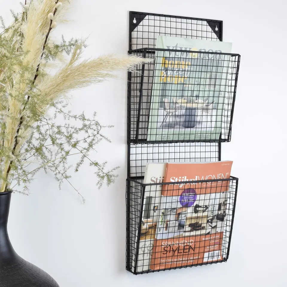 LOFT42 Maggy Gaas Tijdschriftenrek Large - Metaal - Zwart - 2 Vaks