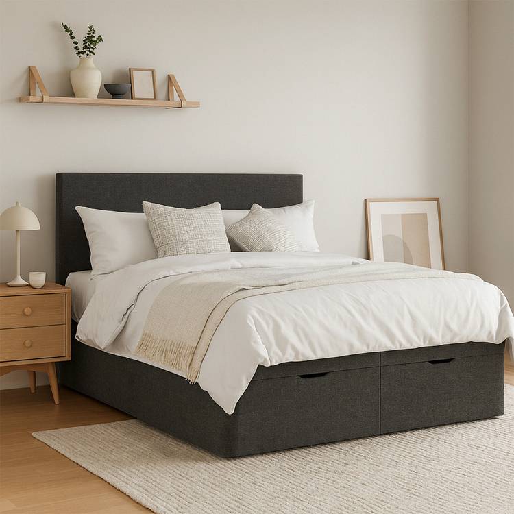 Millbrook Taylor Double Fabric EndLift Ottoman Bed- Charcoal