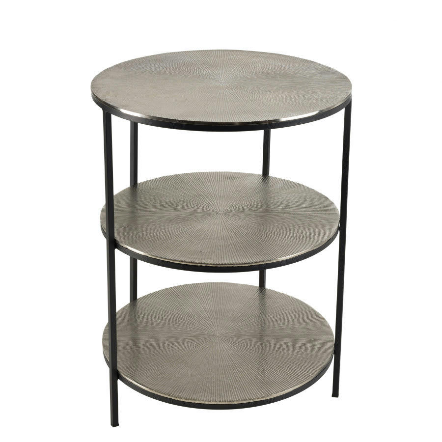 JONAS - Table d'appoint ronde 3 niveaux aluminium argenté
