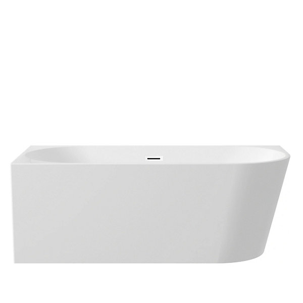 Balneo Baignoire semi-îlot Murale 170x80cm gauche, accessoires blanc, Acrylique thermoformé 3.5mm, avec pieds réglables, AVOLA