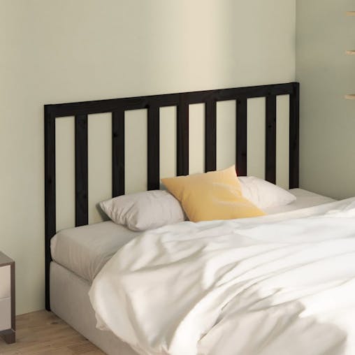 NNEVL Bed Headboard Black 156x4x100 cm Solid Wood Pine
