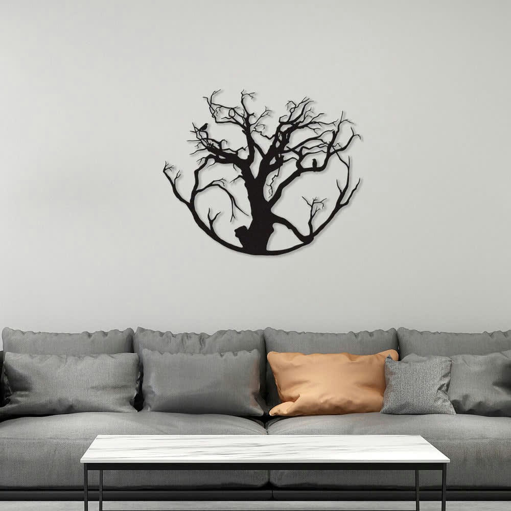 - Décoration murale arbre de vie en métal noir 60x50 cm