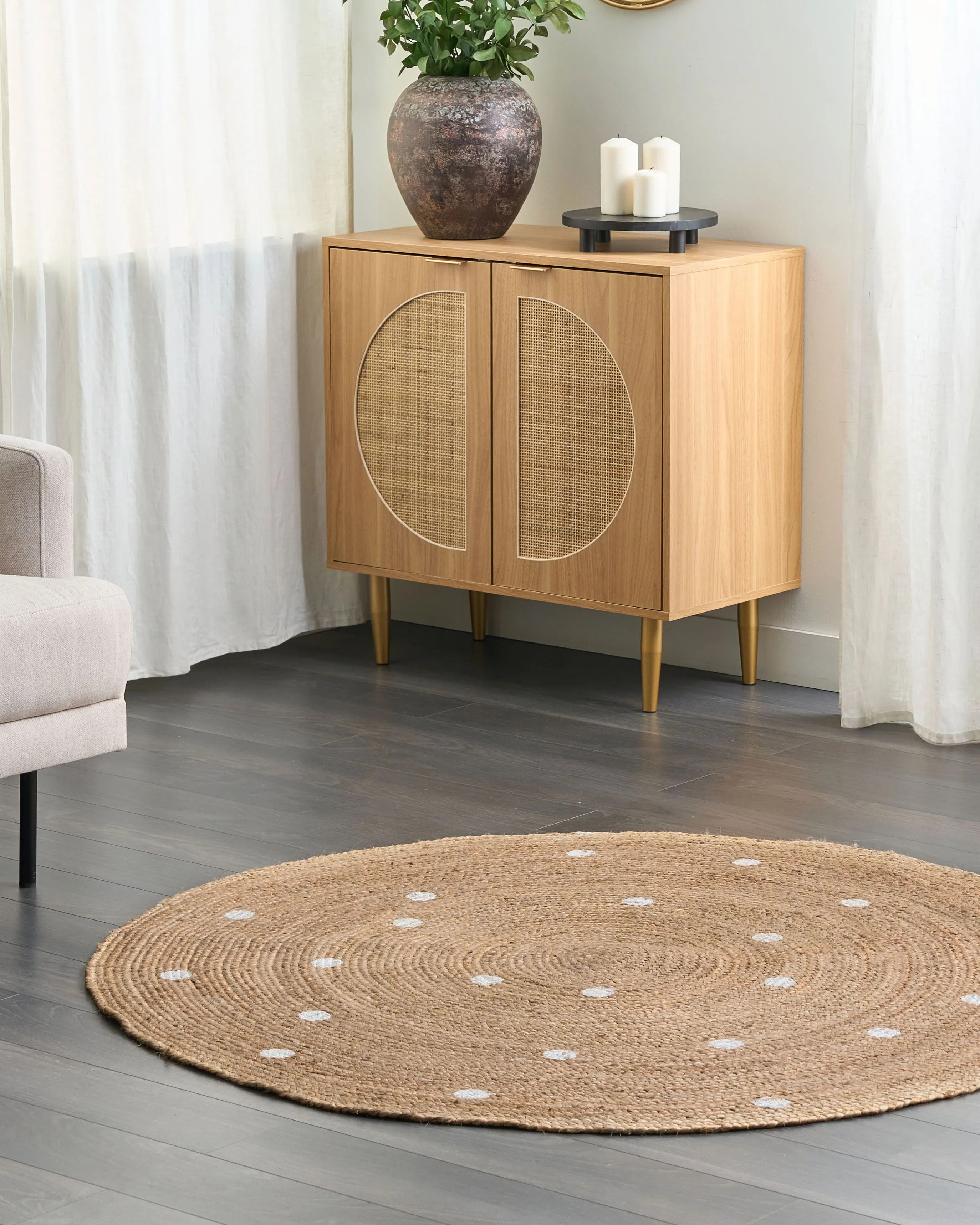 Rug KHARRA Beige ? 140 cm Jute