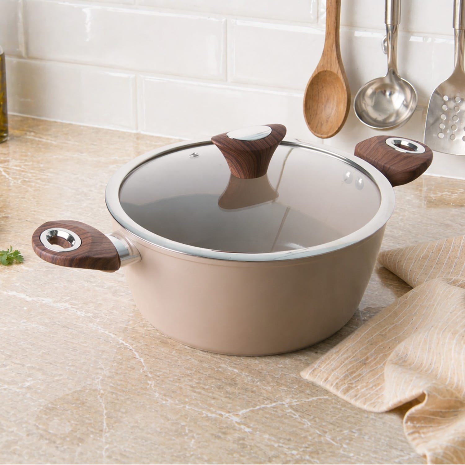 Casseruola 24 cm coperchio taupe New Ceramic