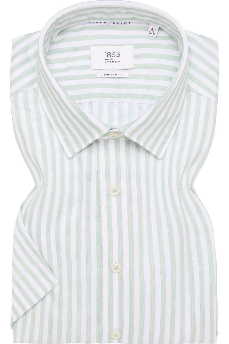 ETERNA 1863 Modern Fit Leinenhemd grün, Gestreift