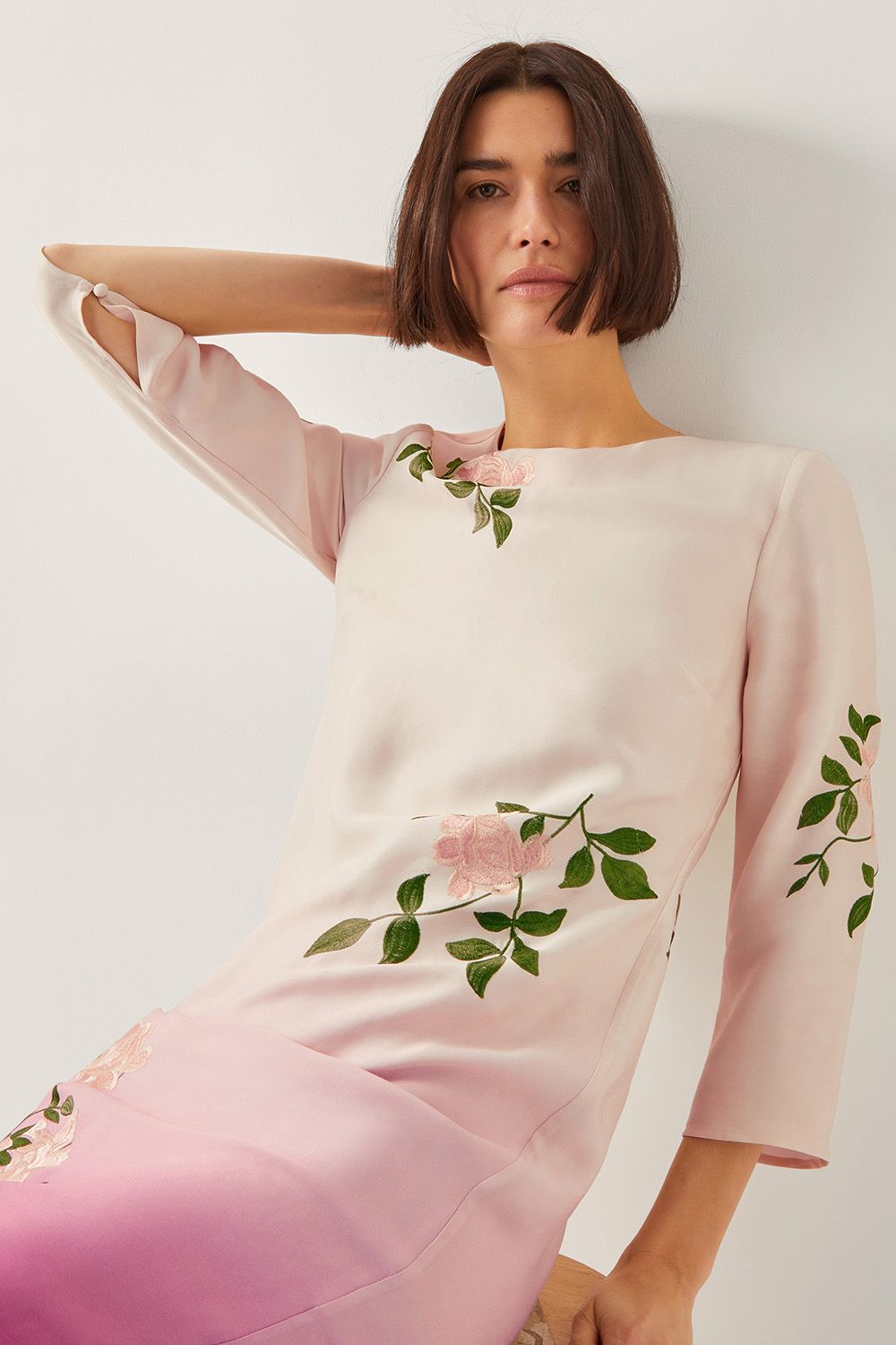 Monsoon Felicity Ombre Midi Dress Pink