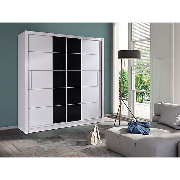 Armoire 2 portes coulissantes - blanc et noir - Collection BRESCIA