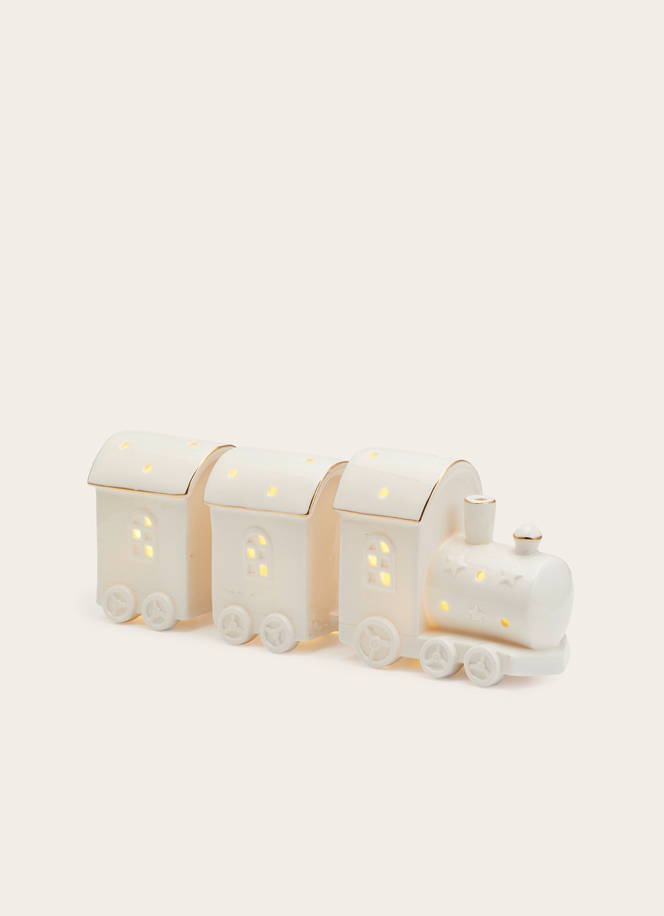 TRAIN LUMINEUX EN CÉRAMIQUE BLANC
