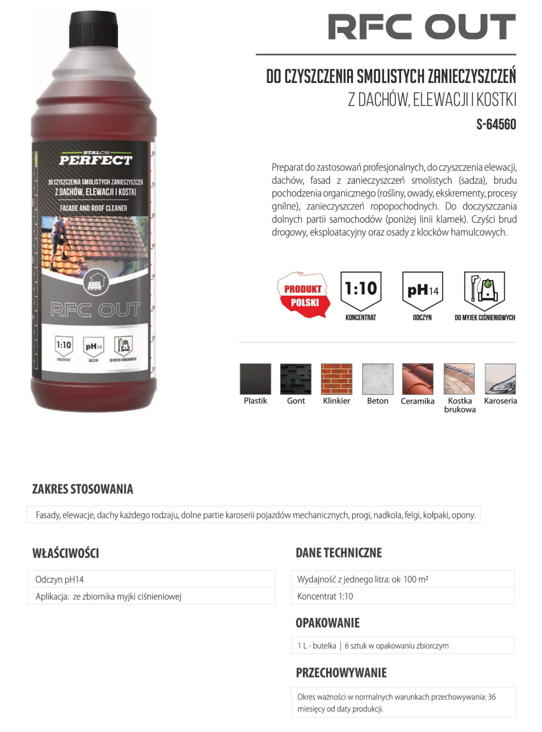 Środek do czyszczenia smolistych zanieczyszczeń z dachów, elewacji i kostki STALCO PERFECT S-64560