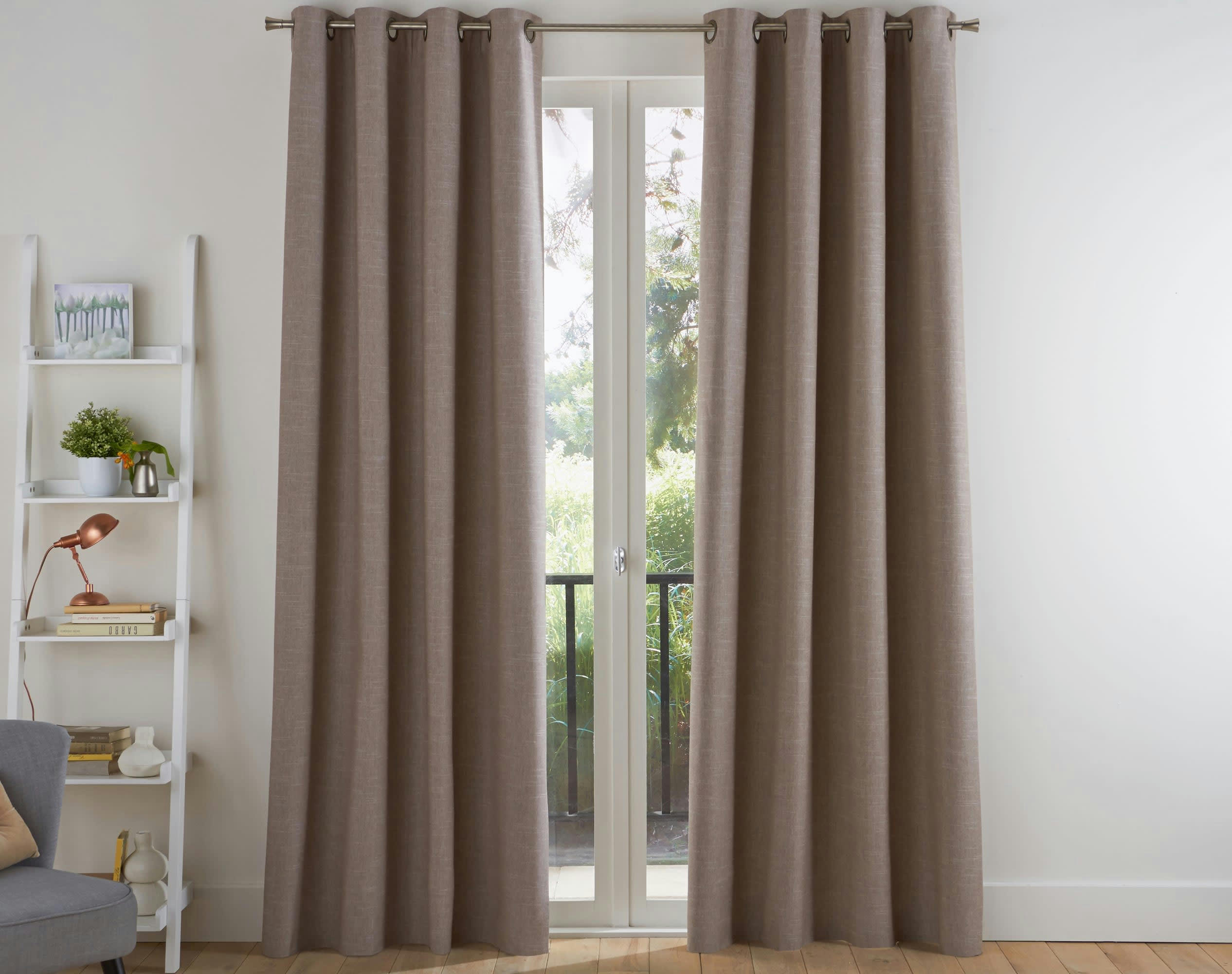 ALPS - Rideau à l'unité monté sur œillet 135x180 en coton marron