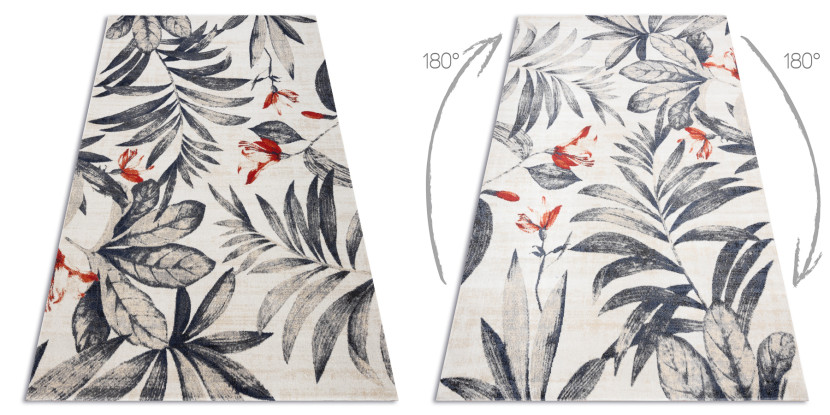 Dywan nowoczesny MUNDO E7181 liście outdoor beż / niebieski 80x150 cm
