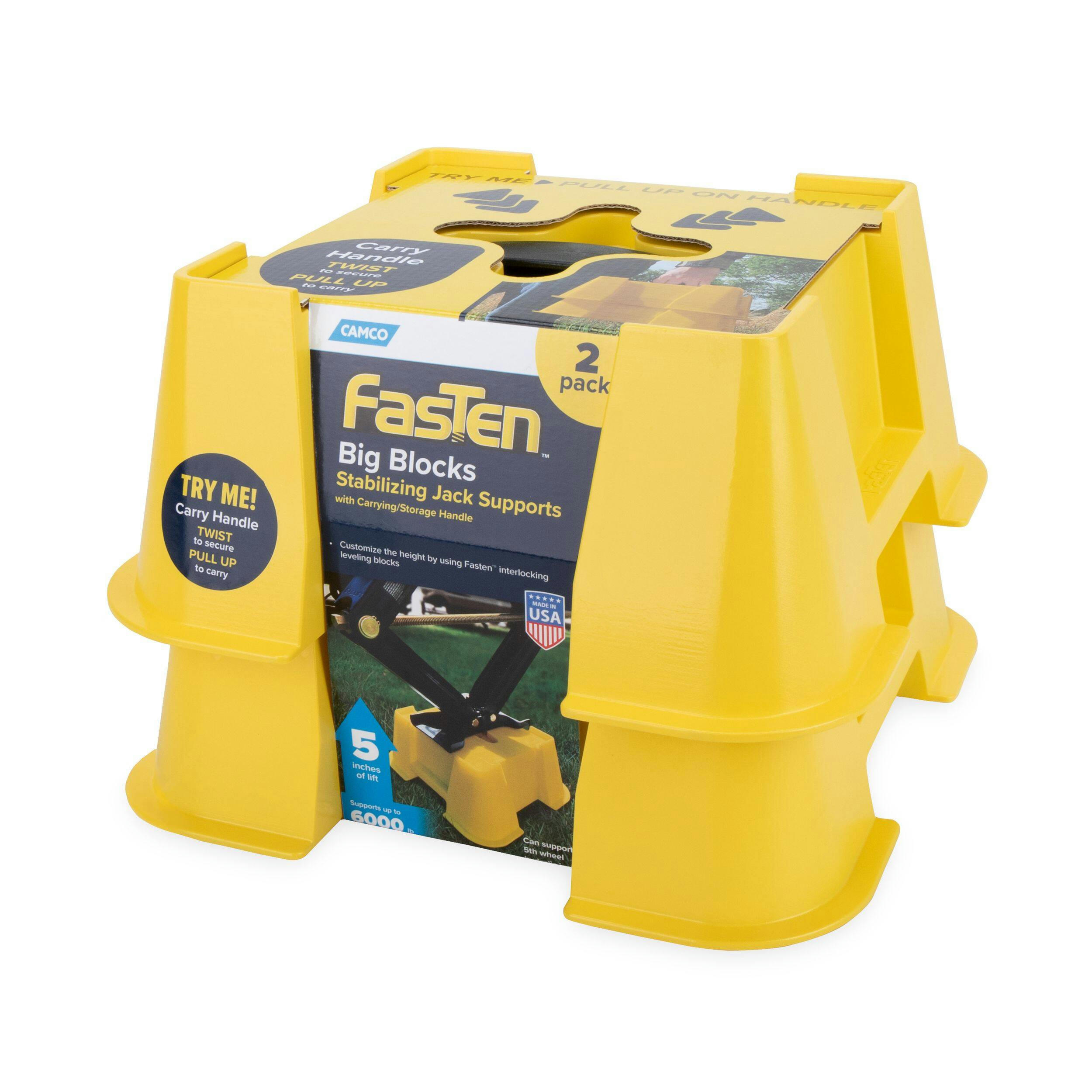 Camco Fasten Big Blocks Stabilizing RV Jack Supports, 2-pk