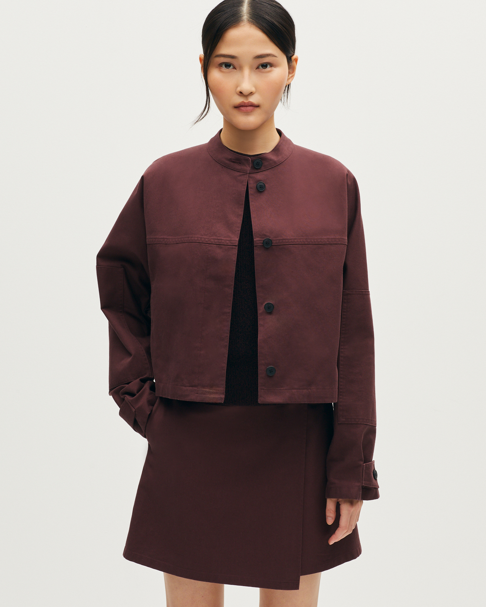 Jupe portefeuille courte en coton