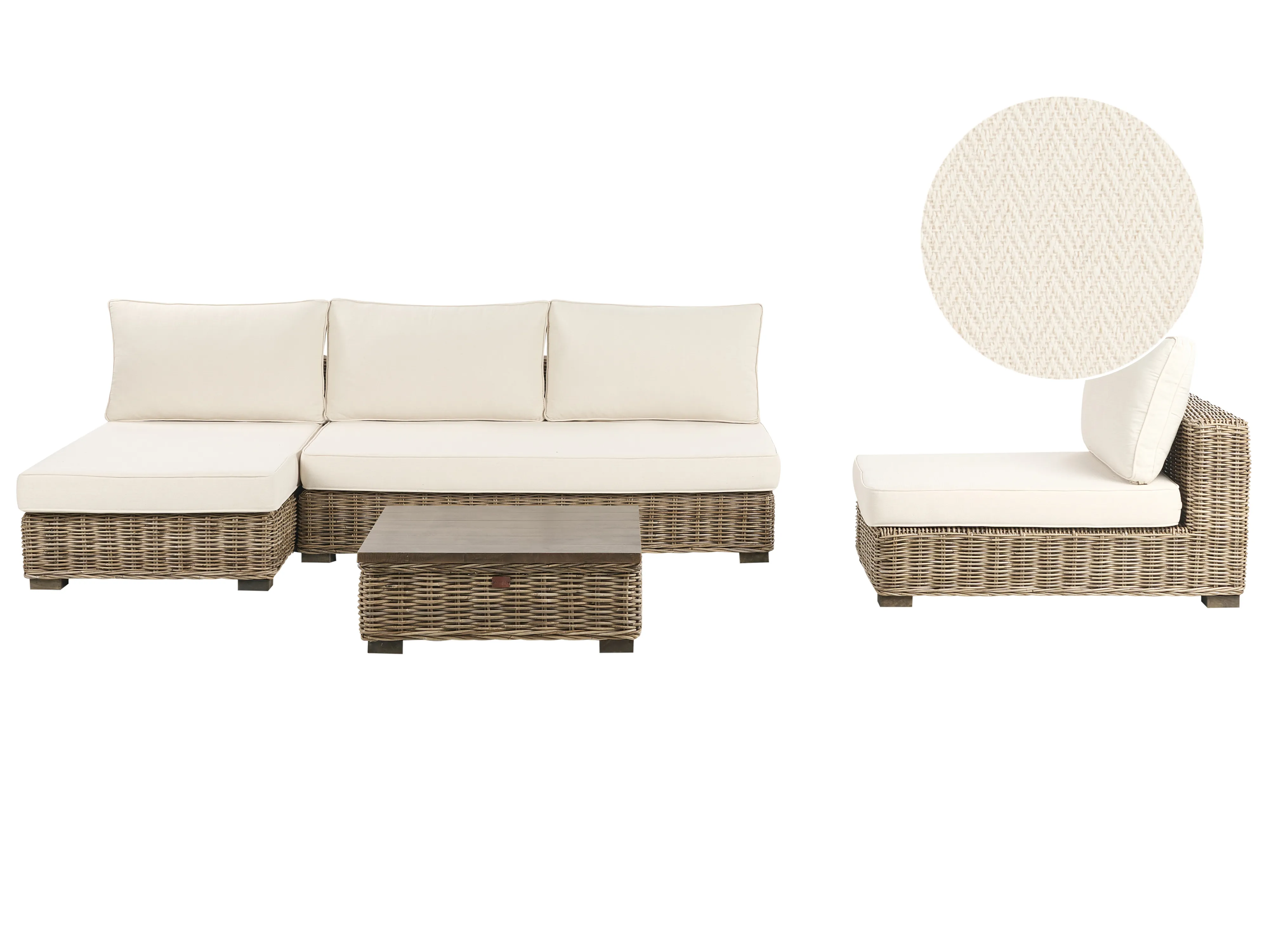 Garden Lounge Set with Table 4 Seater VARALLO Left Hand Modular Rattan Grey