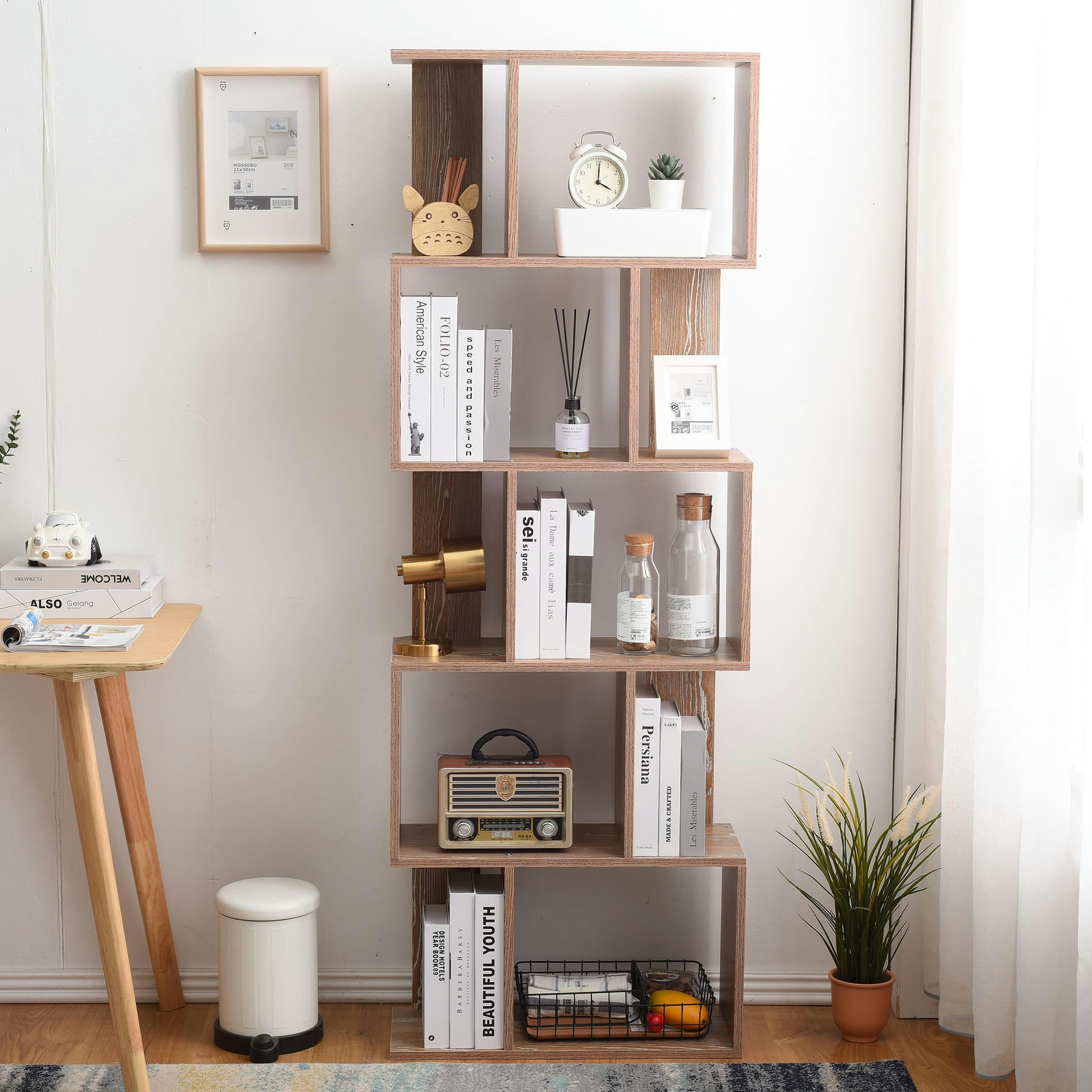 MADRID - Bibliothèque avec 5 étagères en mdf couleur brun cendré