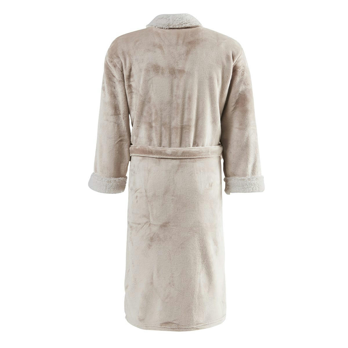 KALY - Peignoir polaire col châle bicolore  sable/neige XL