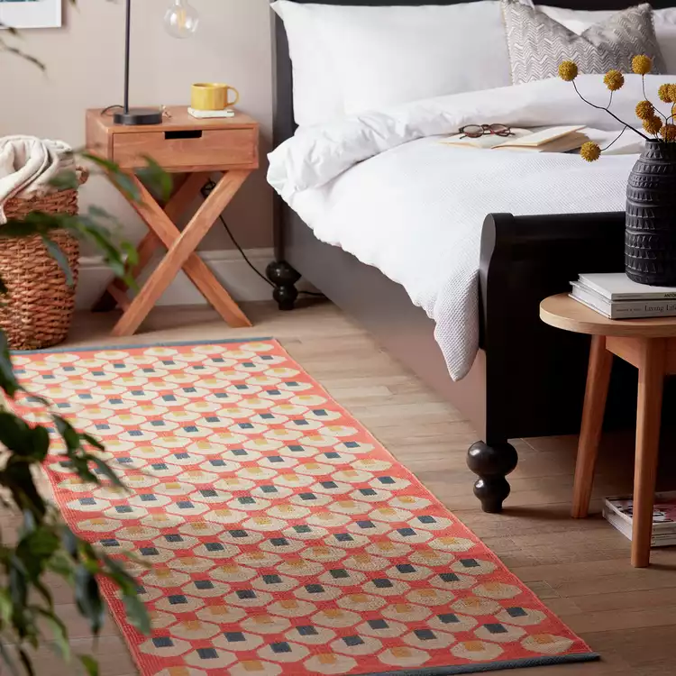 Habitat Octo Geometric Orange Cotton Flatweave Runner