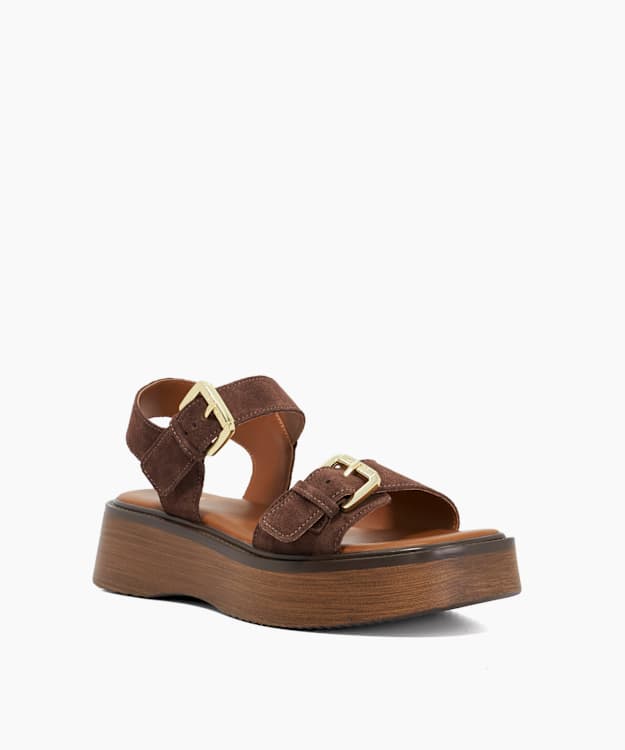 Luno Brown - Double Strap Flatform Sandals