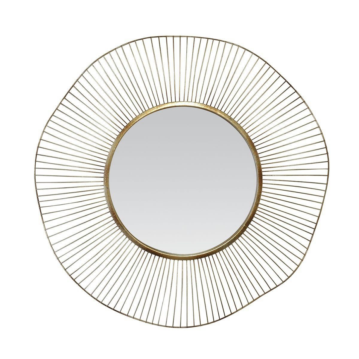 - Miroir design rond en métal doré 75cm