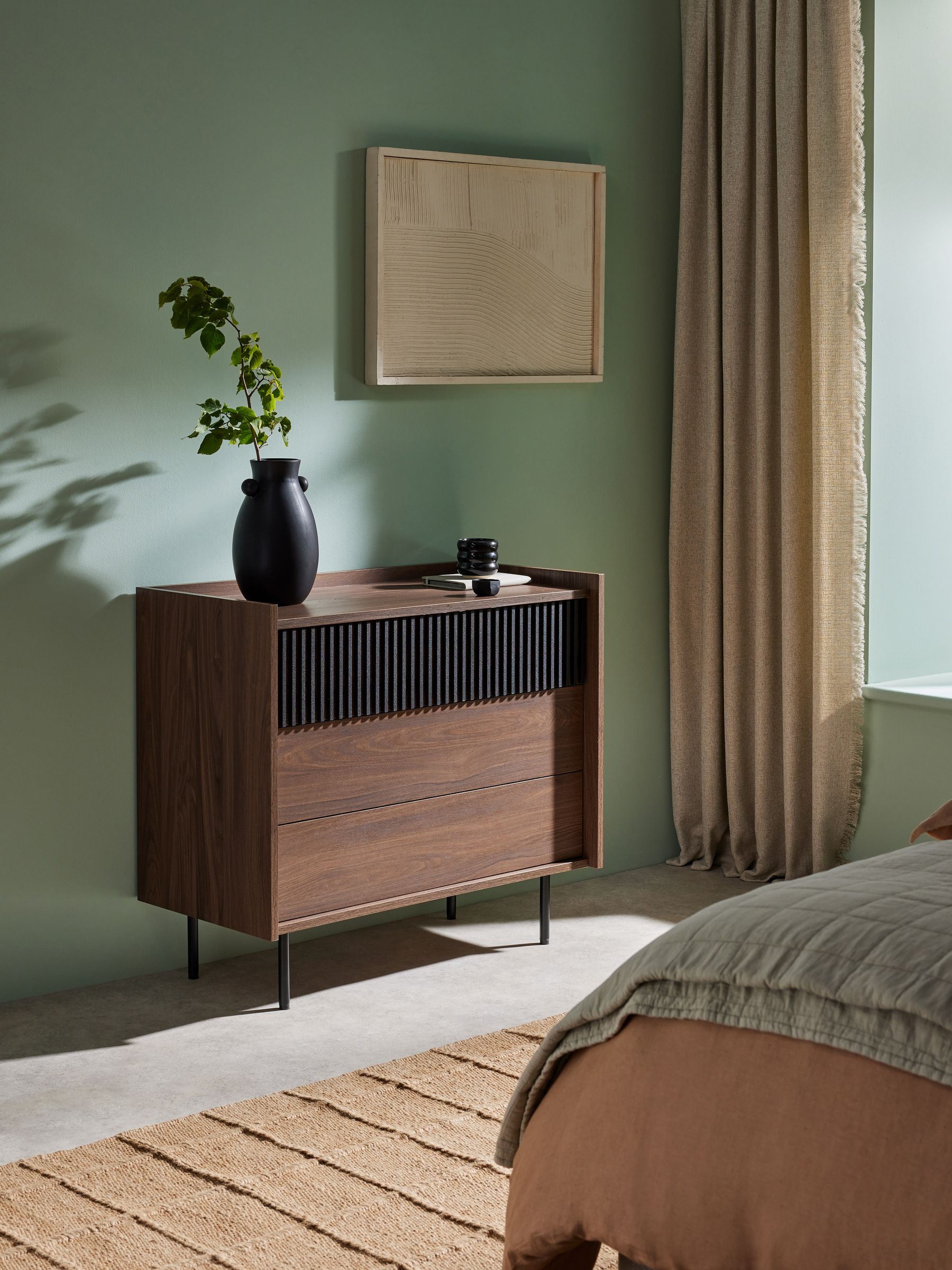 Blaze 3 Drawer Chest of Drawers in Dark Walnut Effect