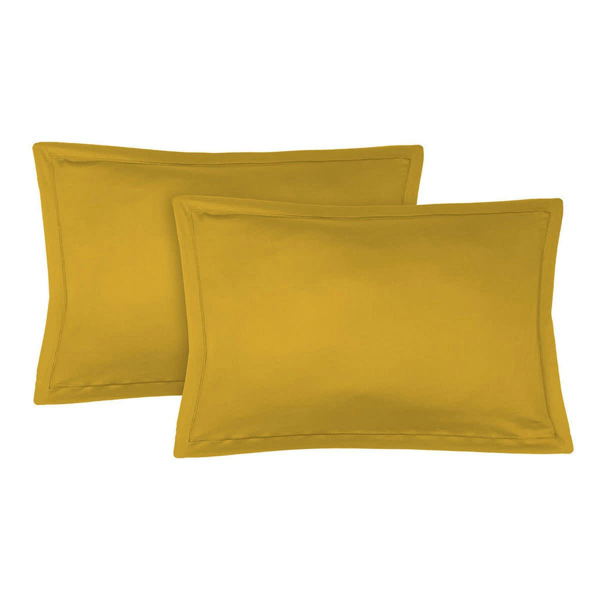 JULIA - Taie d'oreiller (x2) satin de coton  50x70 jaune moutarde