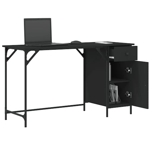 NNEVL Computer Desk Black 131x48x75 cm Engineered Wood