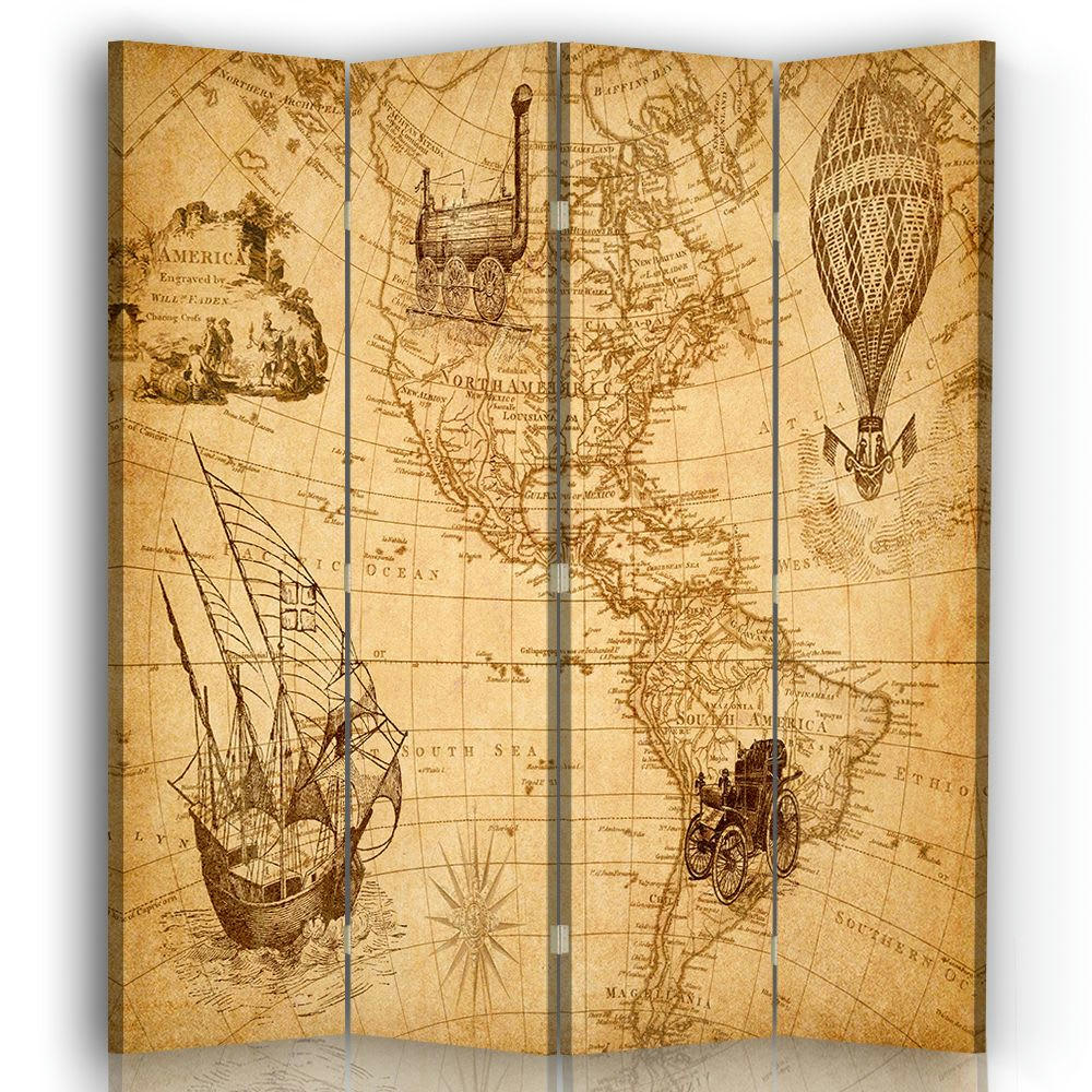 - Paravent cloison Voyages Américains 145x180cm (4 volets)