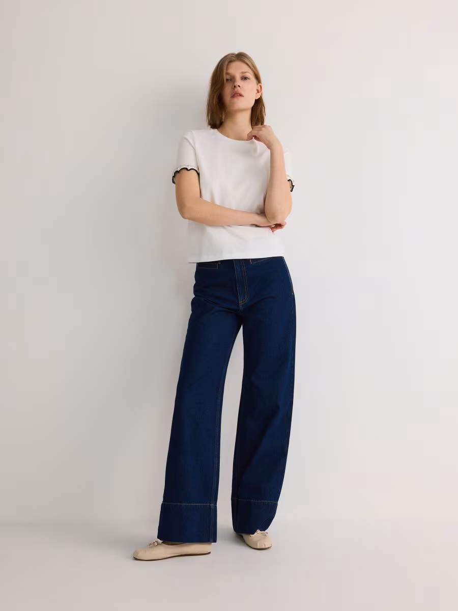 T-Shirt With Embroidery Trim