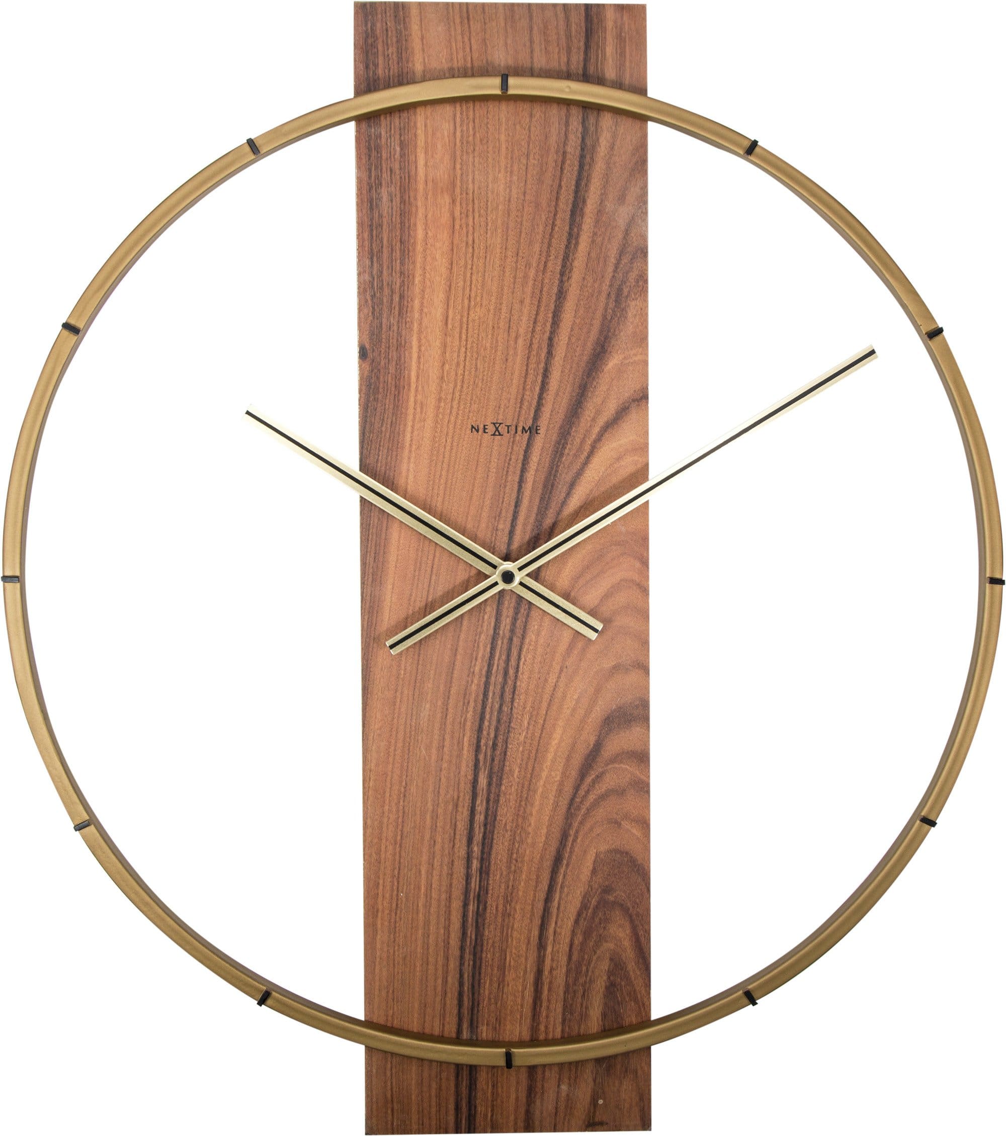 NeXtime - NeXtime - Wandklok- 50.8x58.2x4.3cm - Hout Staal - Bruin -