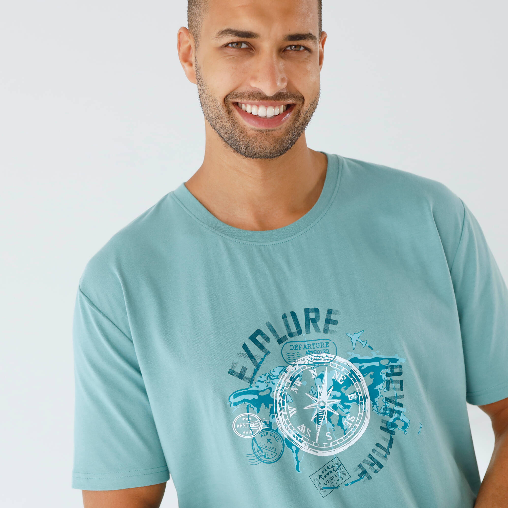 T-shirt pyjama motif devant manches courtes