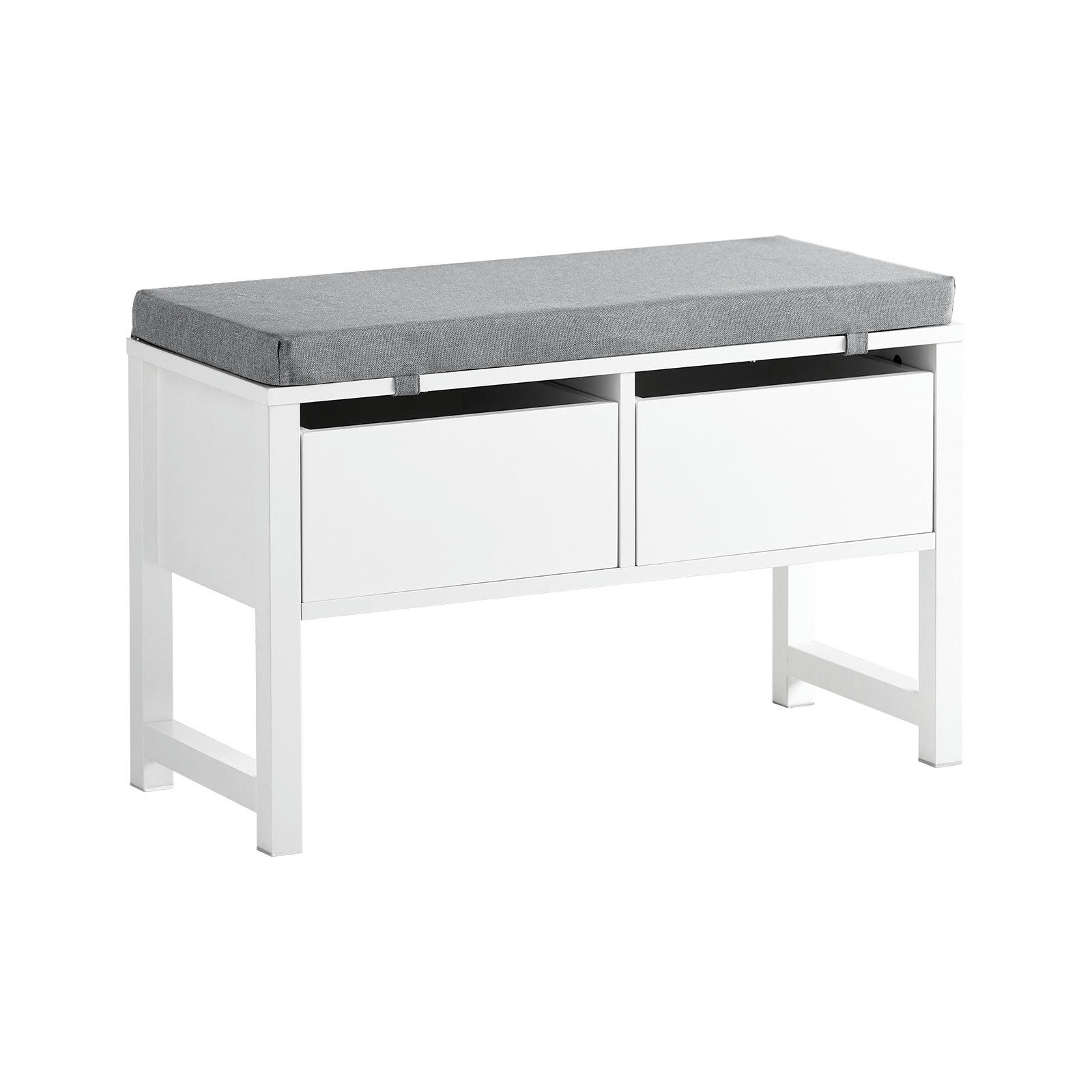 - Banc de rangement à chaussures 2 tiroirs effet bois blanc