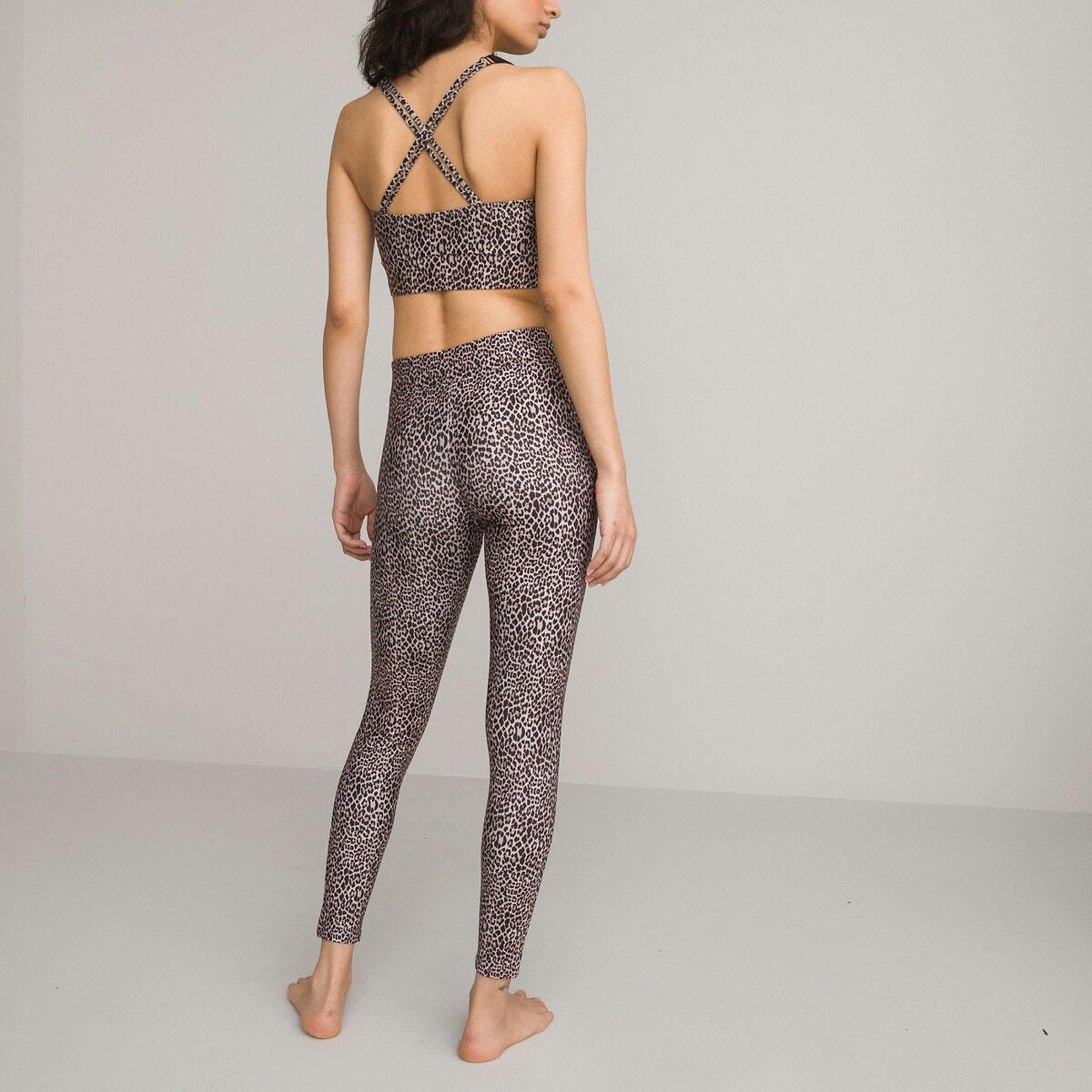 Legging long de sport, imprimé léopard