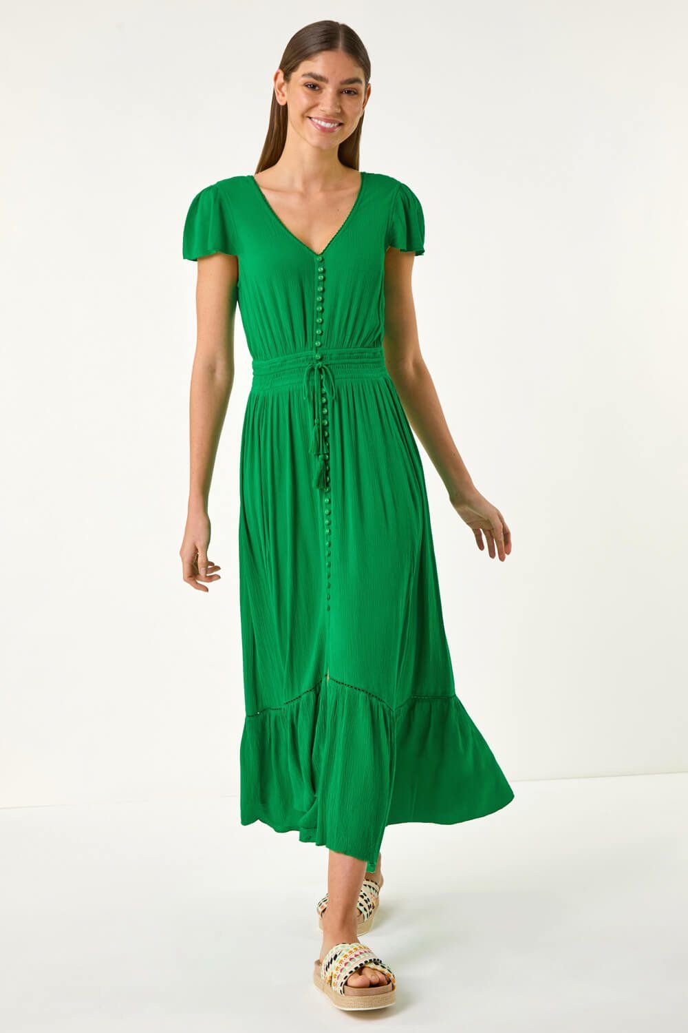 Roman Tiered Buttoned Maxi Dress
