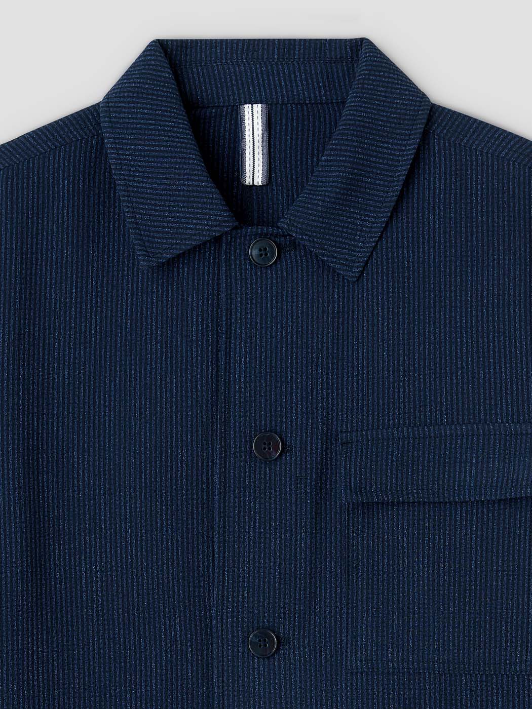 Veste regular col chemise en seersucker